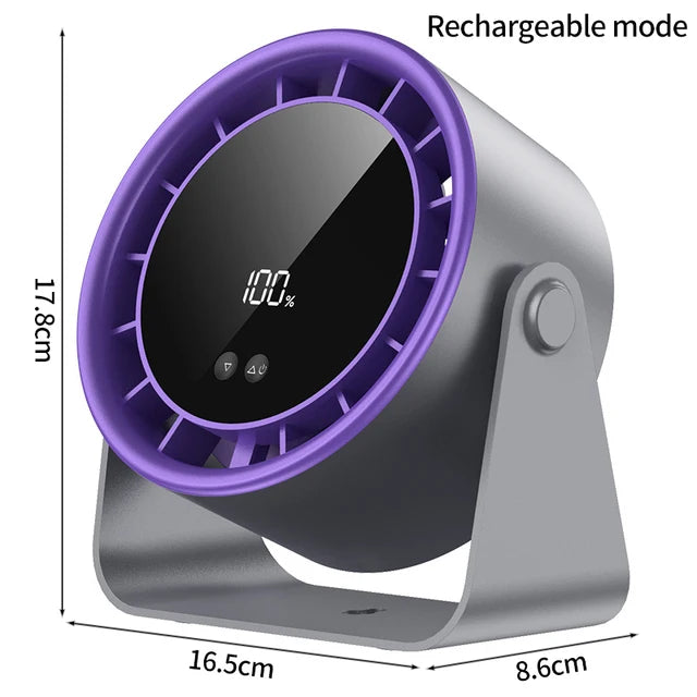 Mini Desktop Fan with Digital Display Adjustable 100 Speed Circulating Cold Fan Silent Portable Fans