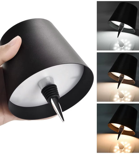 Wireless Bottle Table Lamp Touch Control of 3 Colors and Stepless Dimming Night Lamp Suitable for Bar Wine Bottles Desk Lights