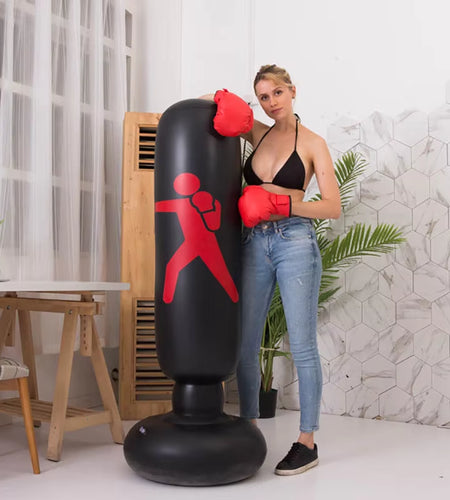 160Cm Inflatable Standing Boxing Bag Heavy Duty Training Boxing Bag Fitness Training Exercise Column Decompression Boxing Target