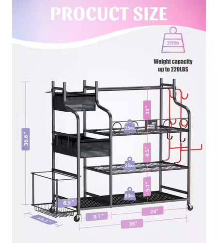 220 Lbs. Yoga Mat Storage Racks Gym Sports Equipment Storage Organizer with Black Finish