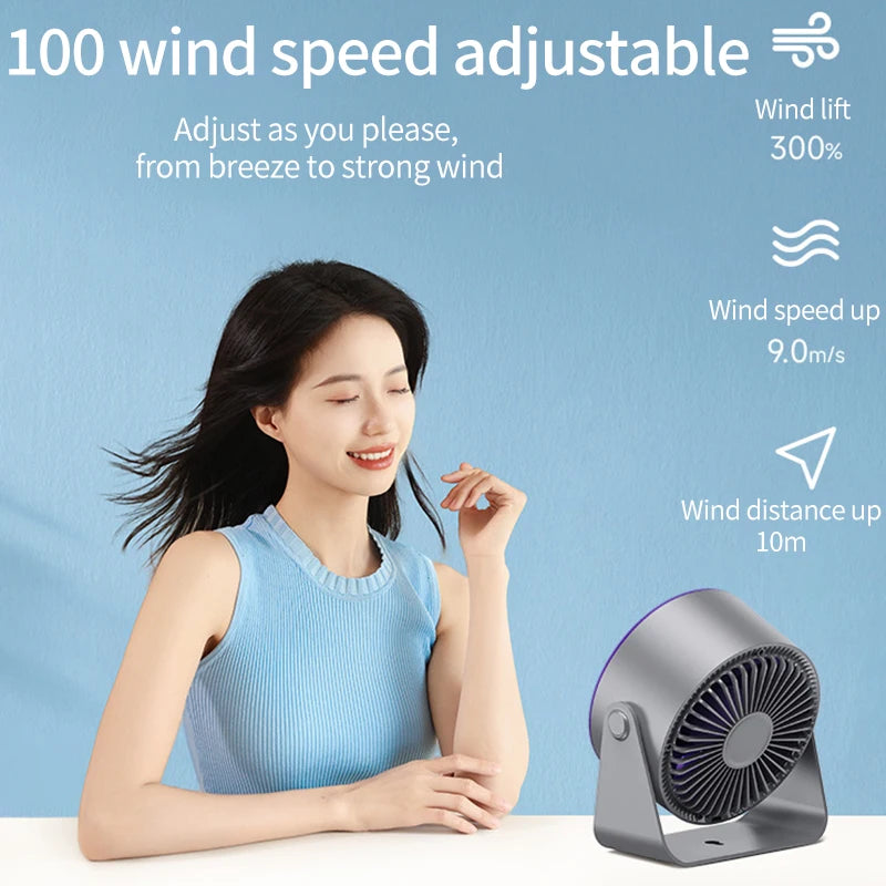 Mini Desktop Fan with Digital Display Adjustable 100 Speed Circulating Cold Fan Silent Portable Fans