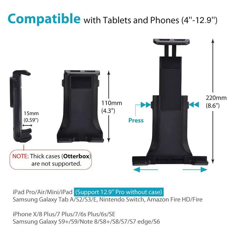 Car Tablet Holder Long Arm Suction Cup Mount for iPad Pro Air 4-13'' Xiaomi Tablet SUV Truck Vehicle Lift Uber Windshield Window