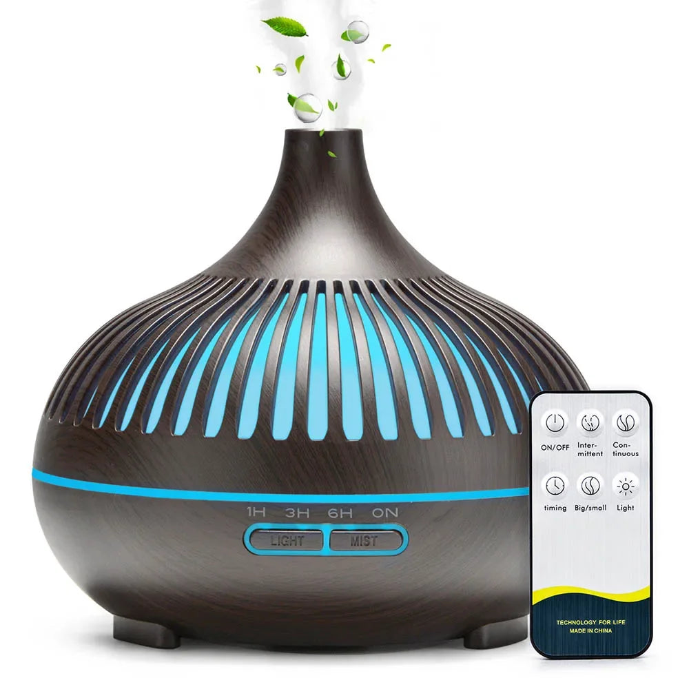 wireless 500ML Aromatherapy Essential Oil Diffuser woodstove Ultrasonic Air Humidifier Cool with 7 Color LED Lights