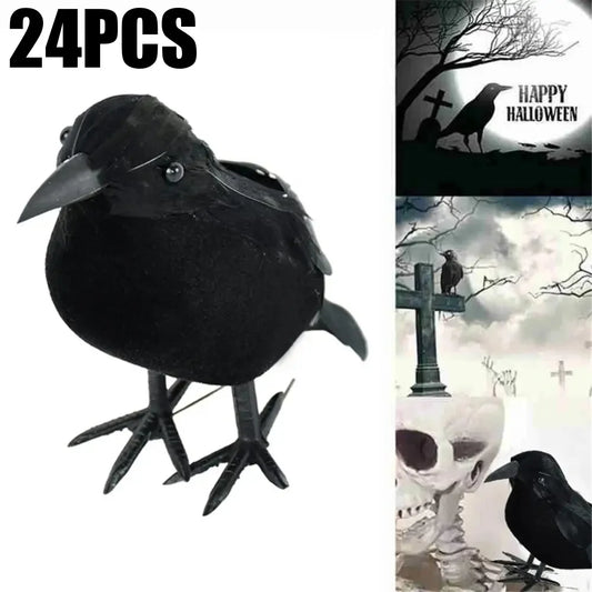 Realistic Black Crow Decoration – Outdoor Halloween Prop