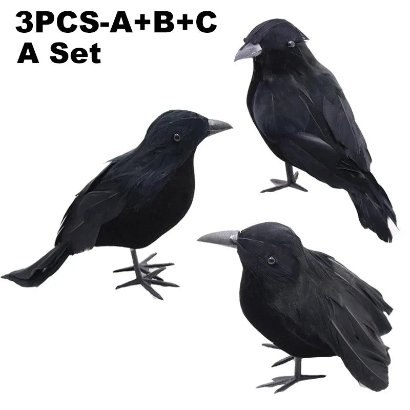 Realistic Black Crow Decoration – Outdoor Halloween Prop