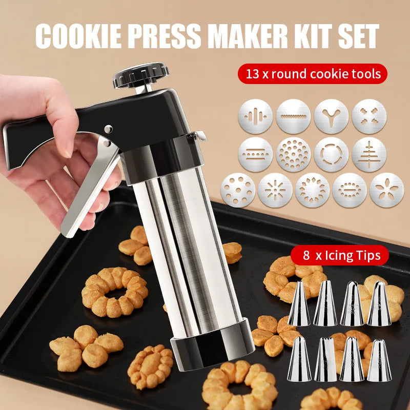 Cookie Press Maker Kit Set Gun Squeezing Biscuit Cream Machine Mounting Mouth Melting Baking Tool Mold Bakeware Accessories