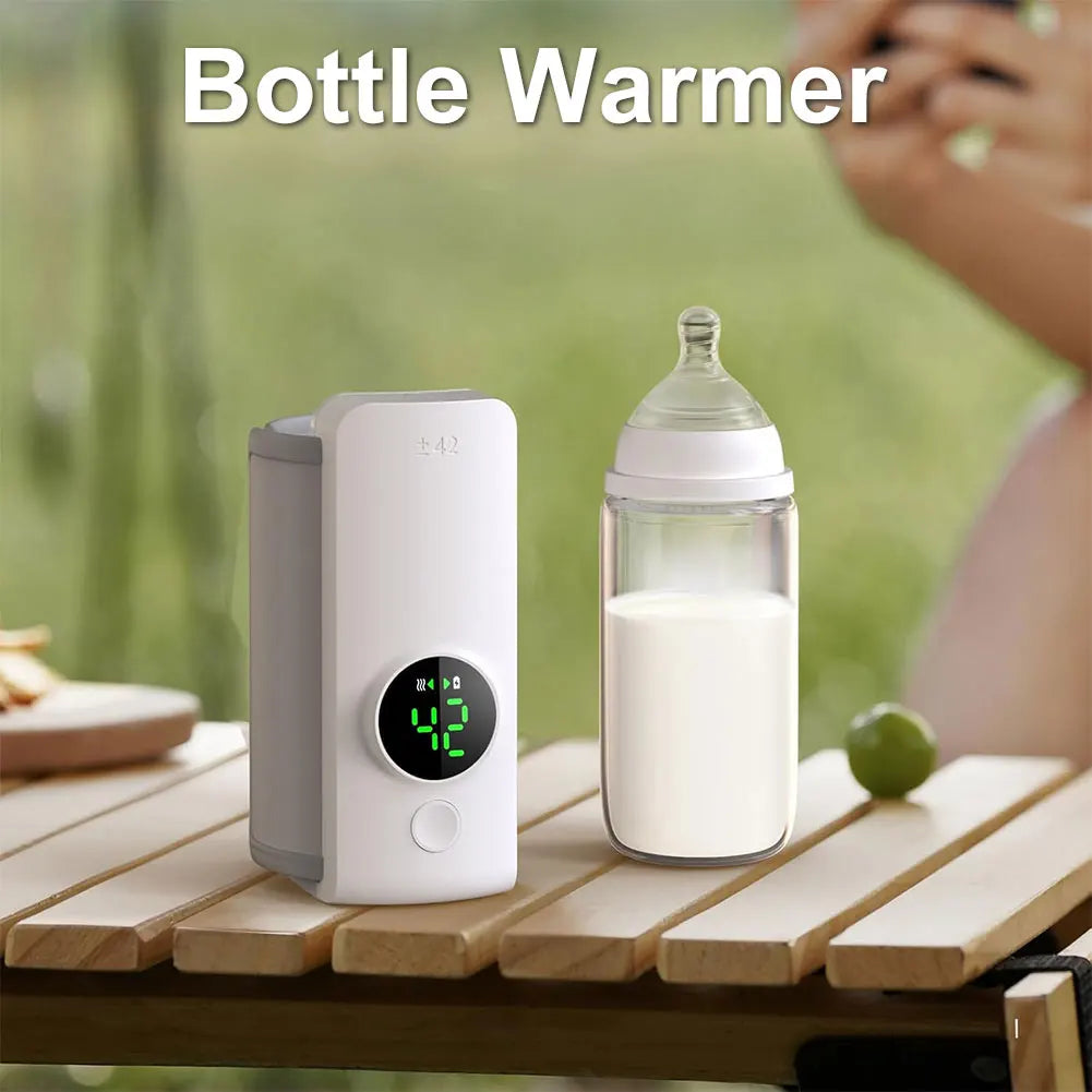 Cordless Portable Bottle Warmer USB Rechargeable Milk Warmer Insulated Bag w/ Temperature Control Baby Bottle Warmer for Travel
