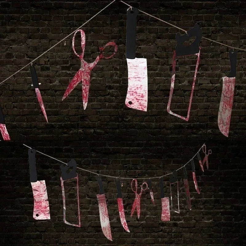 Bloody Weapons Garland Banner – Halloween Decor