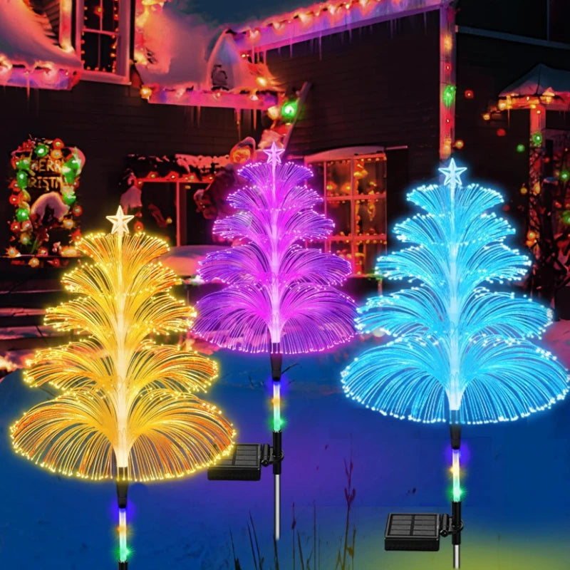 1PC Outdoor Solar Garden Lights 7 Colors Variable Solar Stake Jellyfish Reed Lights Solar Outdoor Color Changing Lights