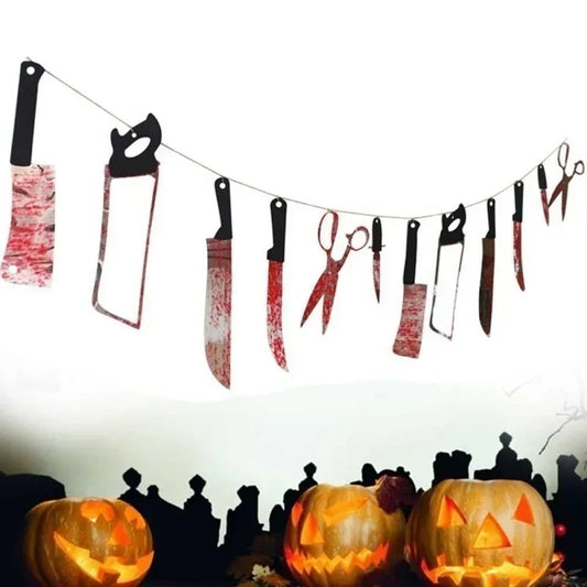 Bloody Weapons Garland Banner – Halloween Decor