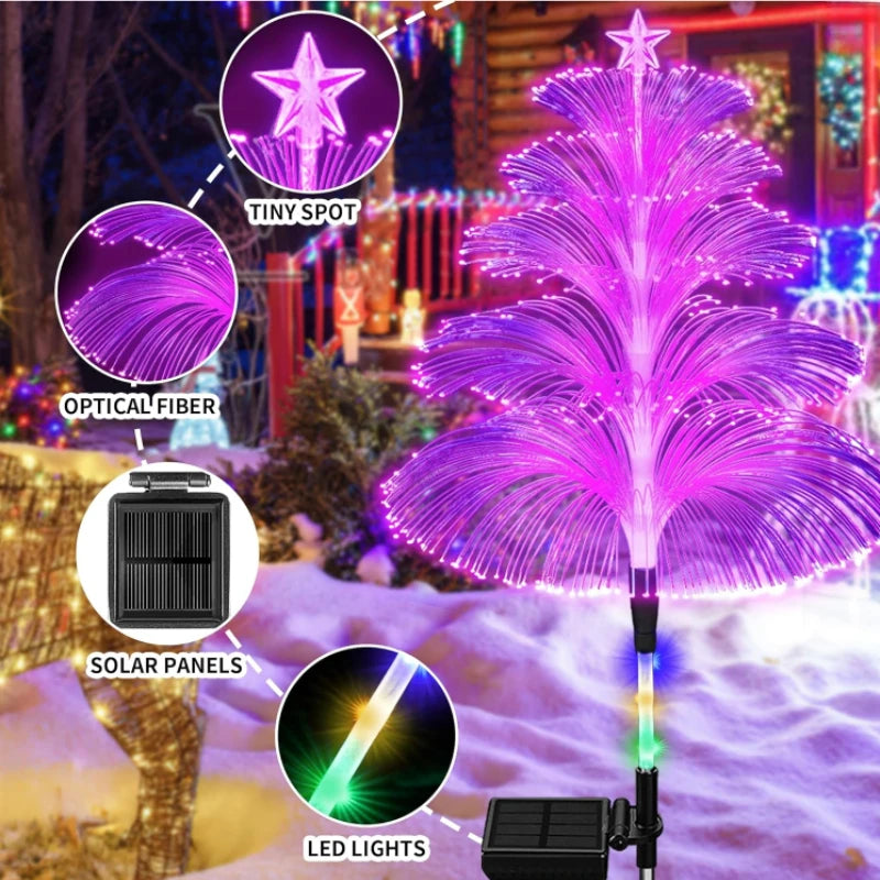 1PC Outdoor Solar Garden Lights 7 Colors Variable Solar Stake Jellyfish Reed Lights Solar Outdoor Color Changing Lights