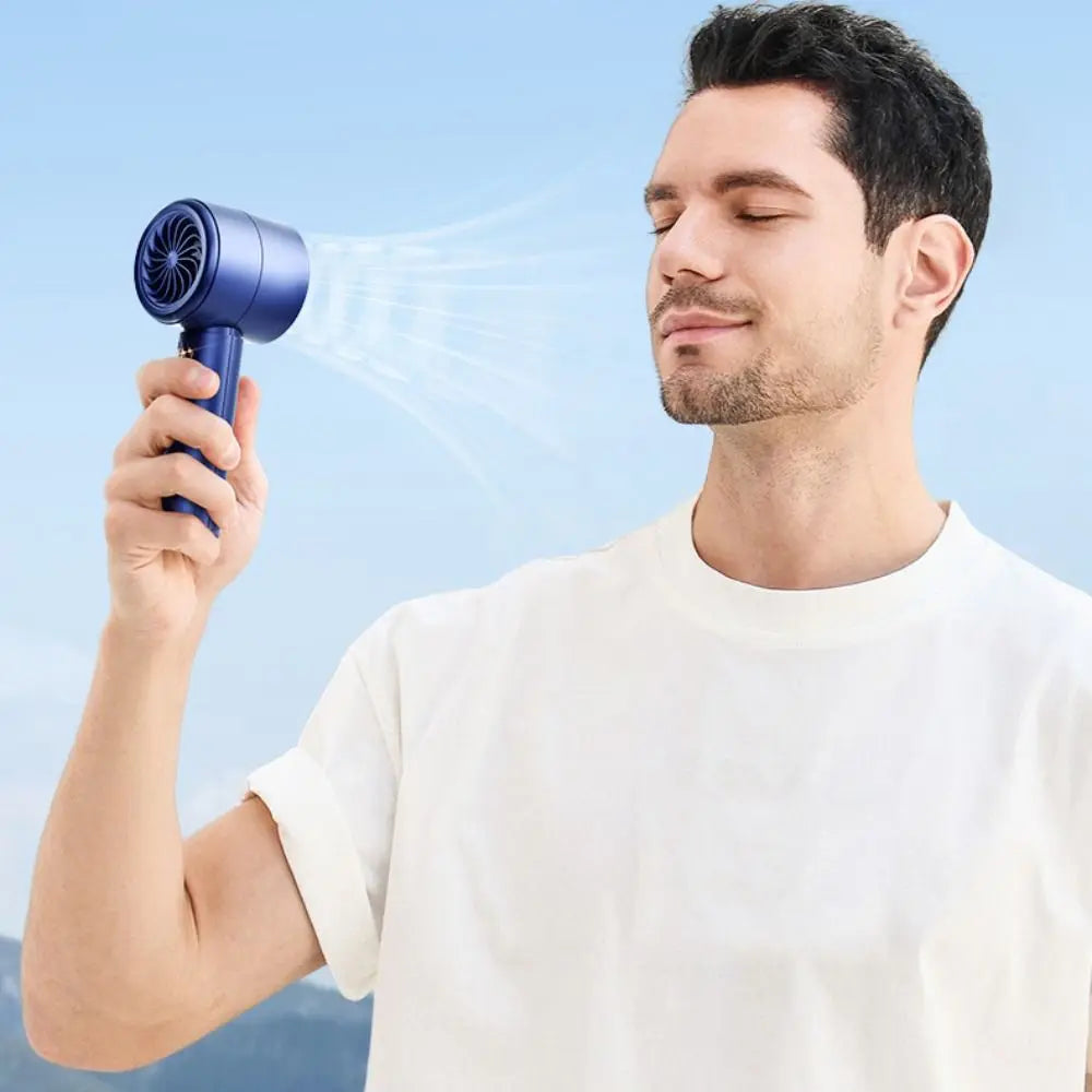 Mini Handheld Fan Mute LED Digital Display Fan Turbocharged Super Strong Wind Highspeed Fan For Travel Outdoor Activities