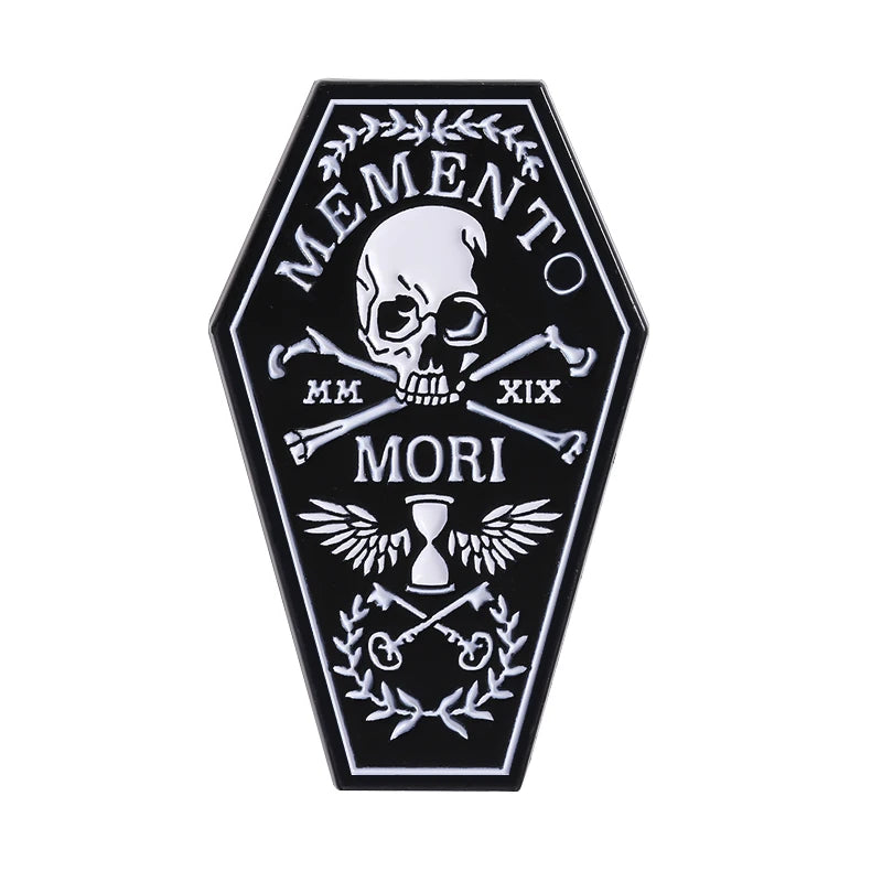 Memento Mori Skull Enamel Pin Gothic Skeleton Coffin Halloween Brooch Lapel Backpack Badge Jewelry Accessories Gift for Friends