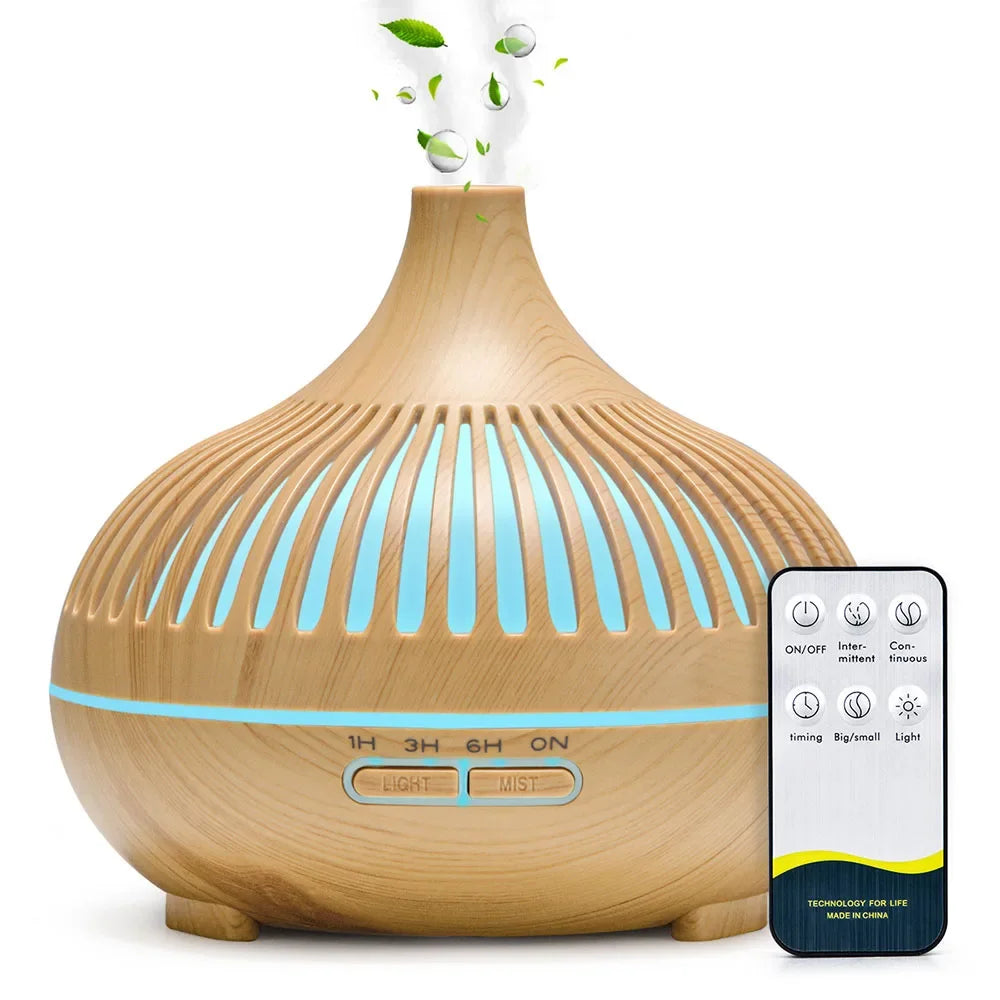 wireless 500ML Aromatherapy Essential Oil Diffuser woodstove Ultrasonic Air Humidifier Cool with 7 Color LED Lights