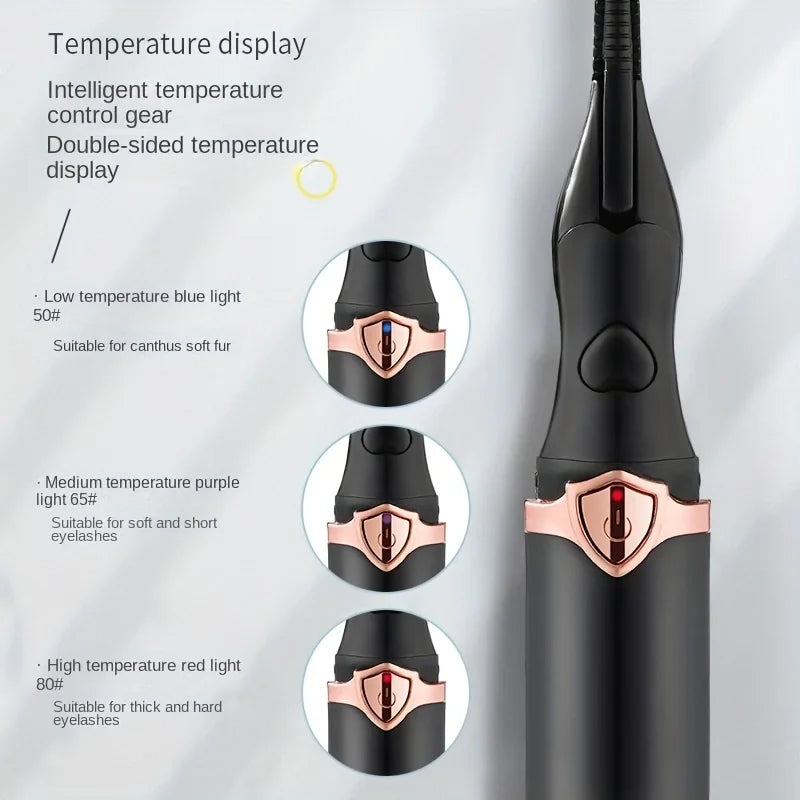 1 Adjustable 3-Speed Electric Heated Eyelash Curler for Long-Lasting Curling, Rechargeable Electric Eyelash Curler, Long-Lasting Heated Eyelash Curler, Quick Preheating, Handheld Heated Eyelash Curler Device Makeup Tool