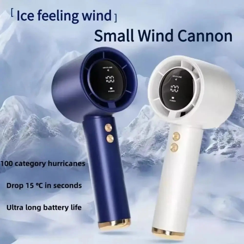 Mini Handheld Fan Mute LED Digital Display Fan Turbocharged Super Strong Wind Highspeed Fan For Travel Outdoor Activities