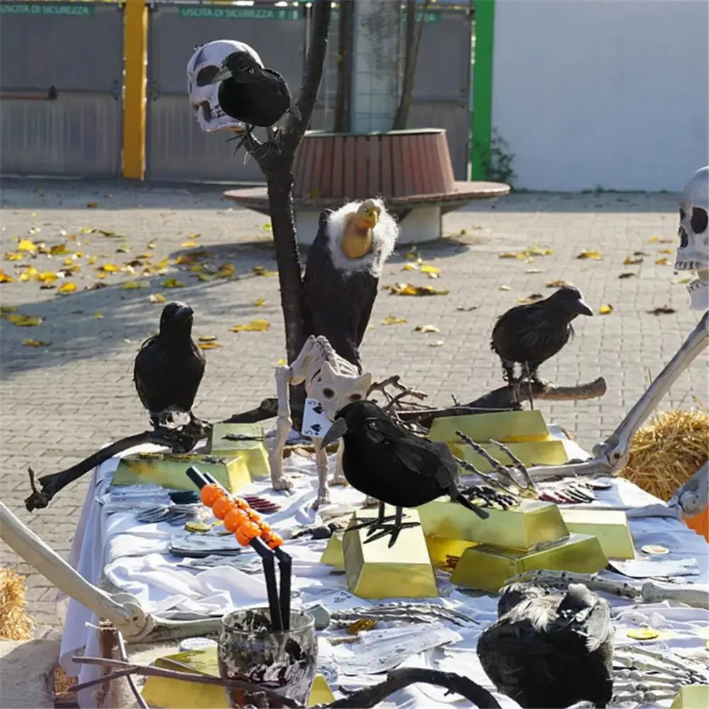 Realistic Black Crow Decoration – Outdoor Halloween Prop