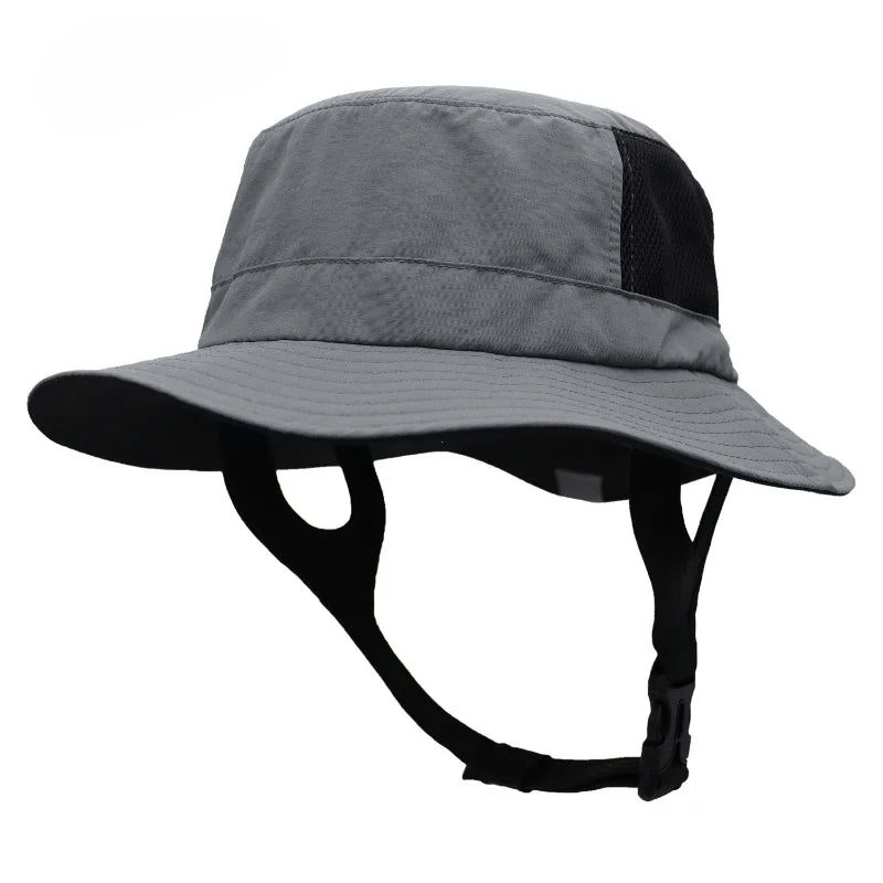 UPF50+ Beach Surf Bucket Hat Mesh Breathable Sun Hat Men Women Outdoor Fishing Cap Chin Adjustable Cap Water Sport Cap Sombrero