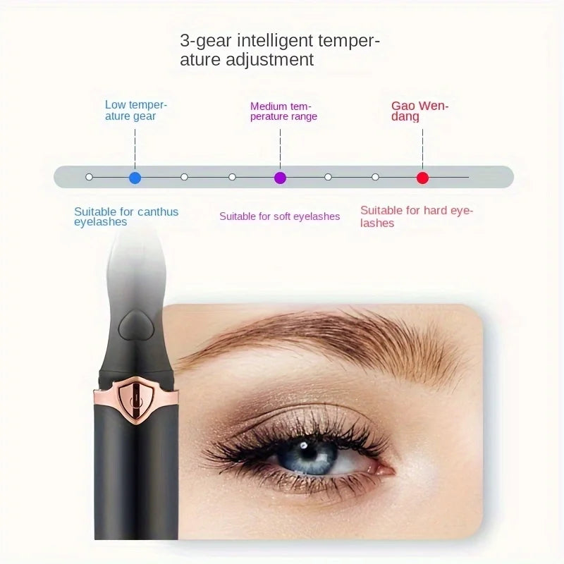 1 Adjustable 3-Speed Electric Heated Eyelash Curler for Long-Lasting Curling, Rechargeable Electric Eyelash Curler, Long-Lasting Heated Eyelash Curler, Quick Preheating, Handheld Heated Eyelash Curler Device Makeup Tool