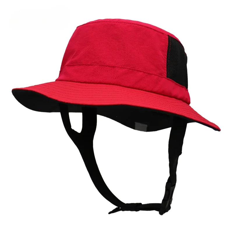 UPF50+ Beach Surf Bucket Hat Mesh Breathable Sun Hat Men Women Outdoor Fishing Cap Chin Adjustable Cap Water Sport Cap Sombrero