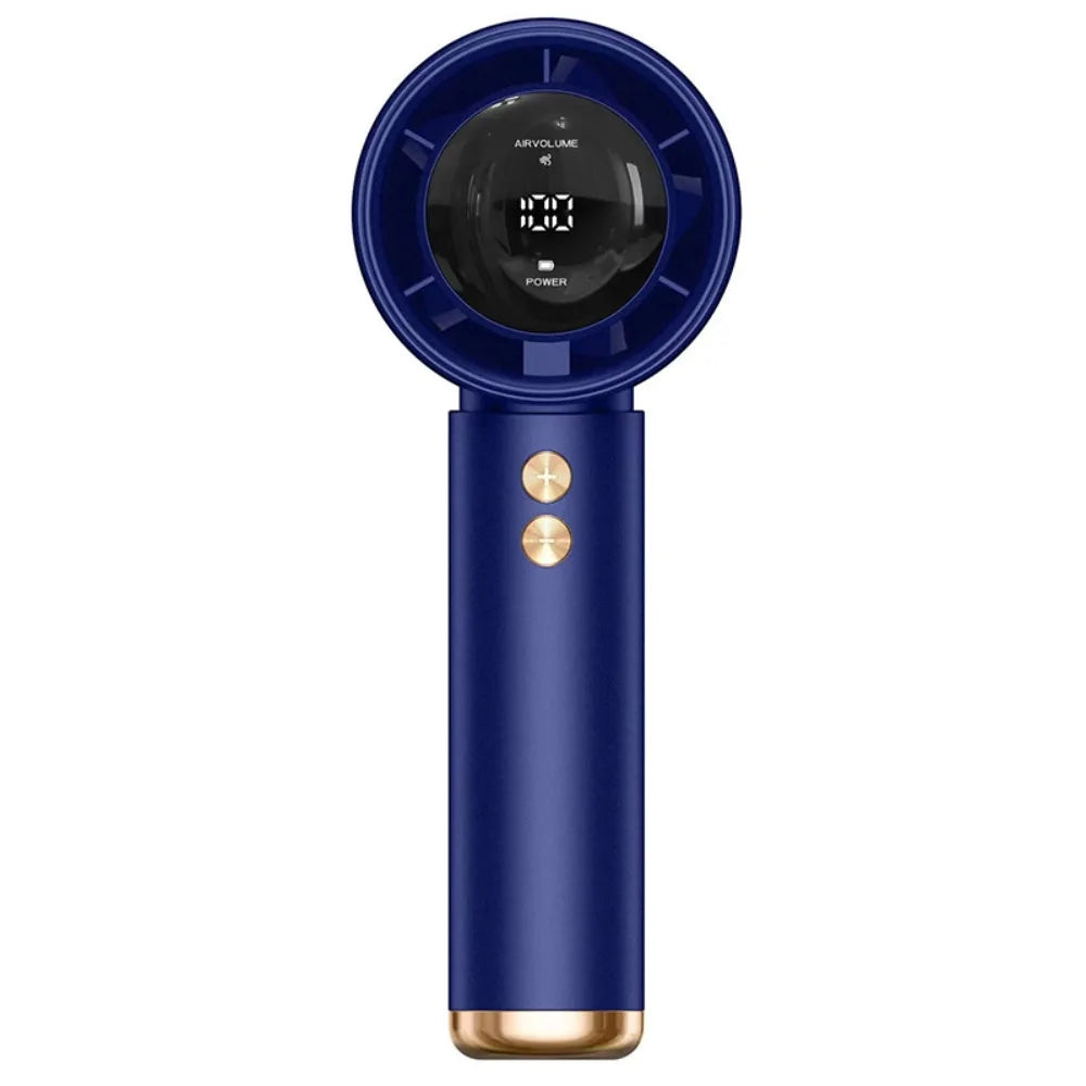 Mini Handheld Fan Mute LED Digital Display Fan Turbocharged Super Strong Wind Highspeed Fan For Travel Outdoor Activities