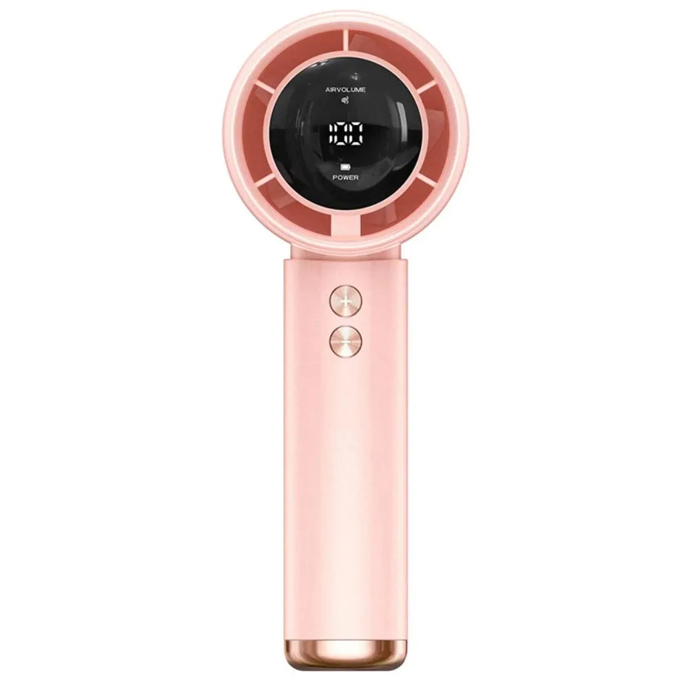 Mini Handheld Fan Mute LED Digital Display Fan Turbocharged Super Strong Wind Highspeed Fan For Travel Outdoor Activities