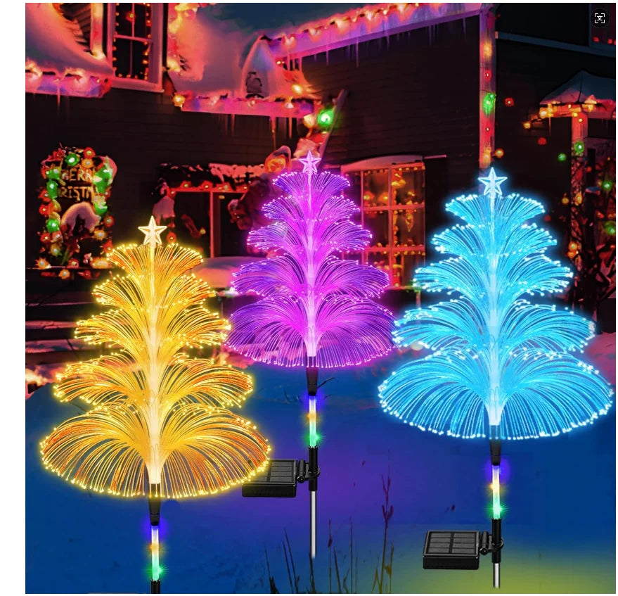 1PC Outdoor Solar Garden Lights 7 Colors Variable Solar Stake Jellyfish Reed Lights Solar Outdoor Color Changing Lights