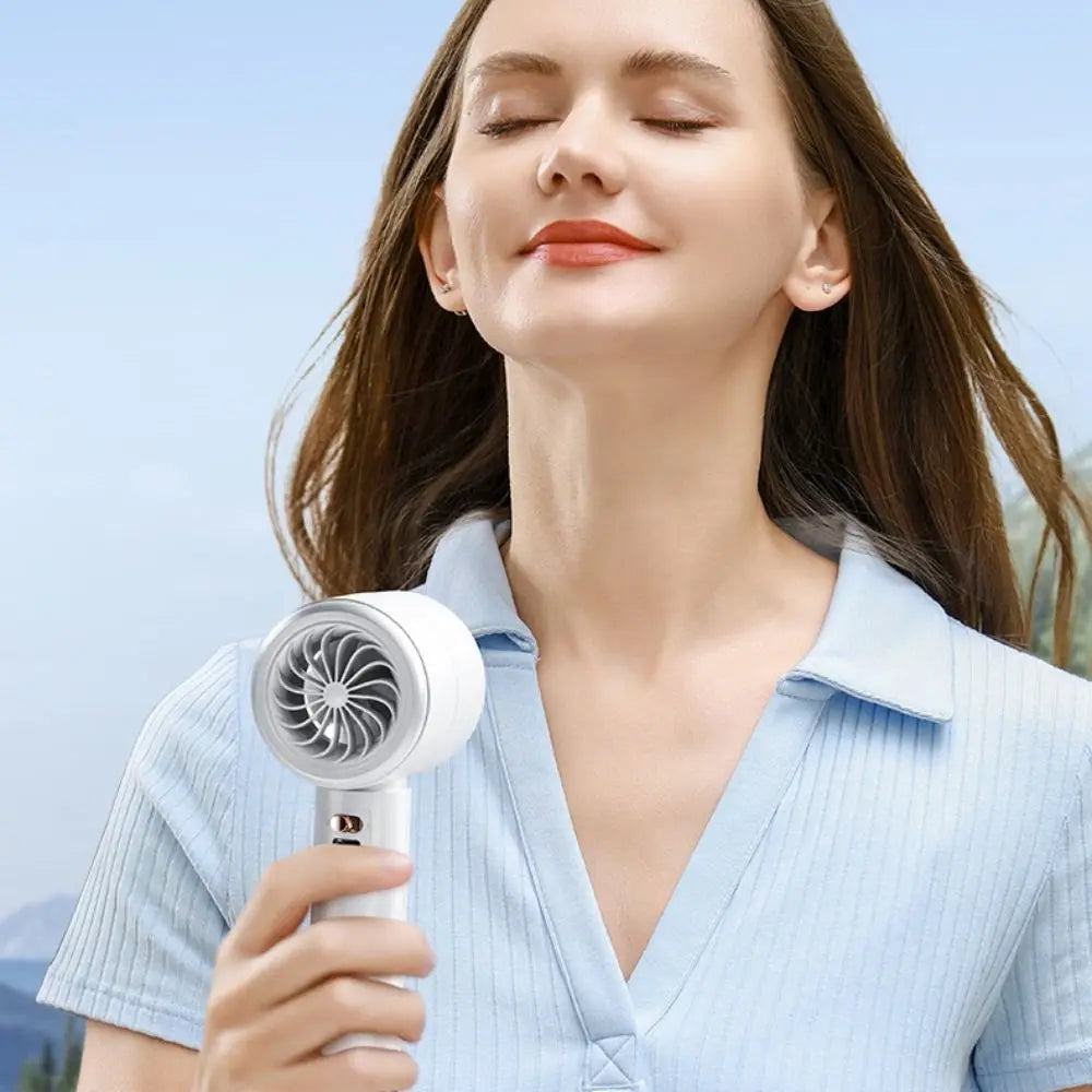 Mini Handheld Fan Mute LED Digital Display Fan Turbocharged Super Strong Wind Highspeed Fan For Travel Outdoor Activities