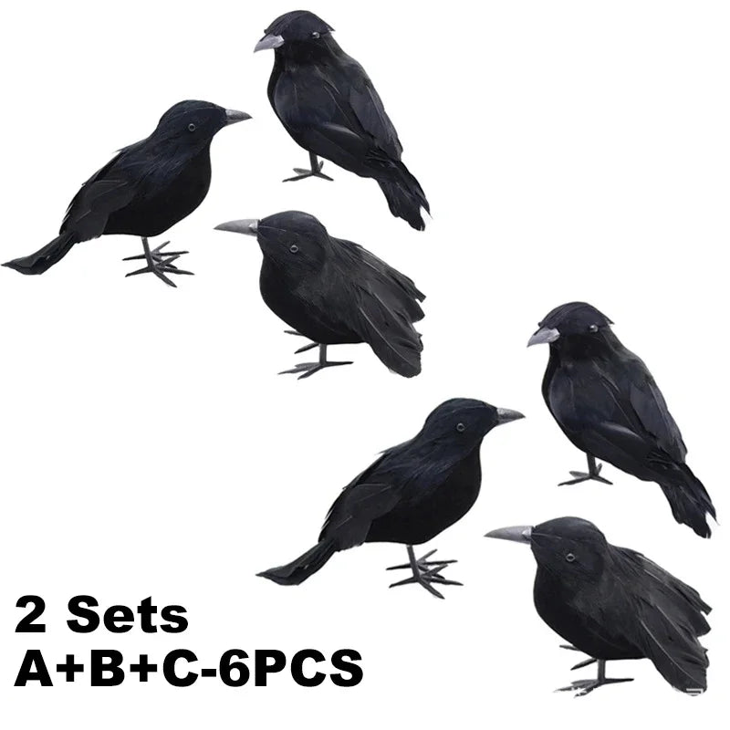 Realistic Black Crow Decoration – Outdoor Halloween Prop