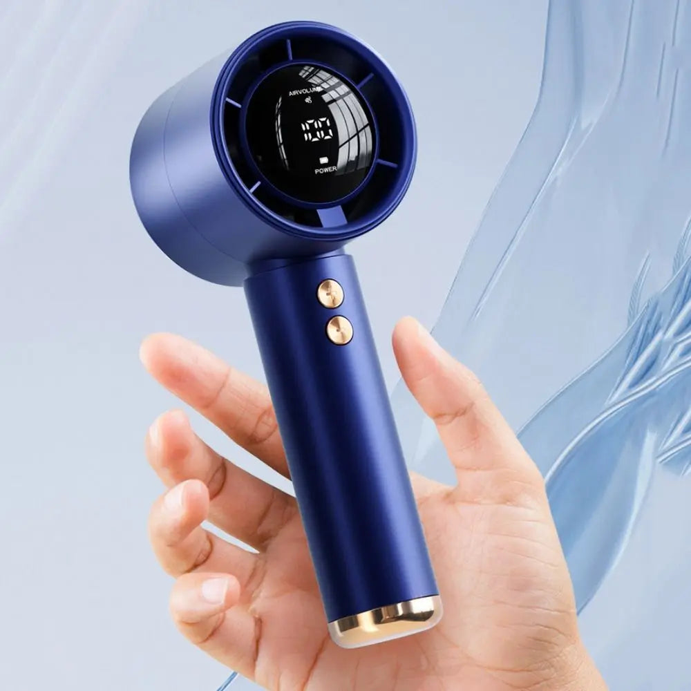 Mini Handheld Fan Mute LED Digital Display Fan Turbocharged Super Strong Wind Highspeed Fan For Travel Outdoor Activities