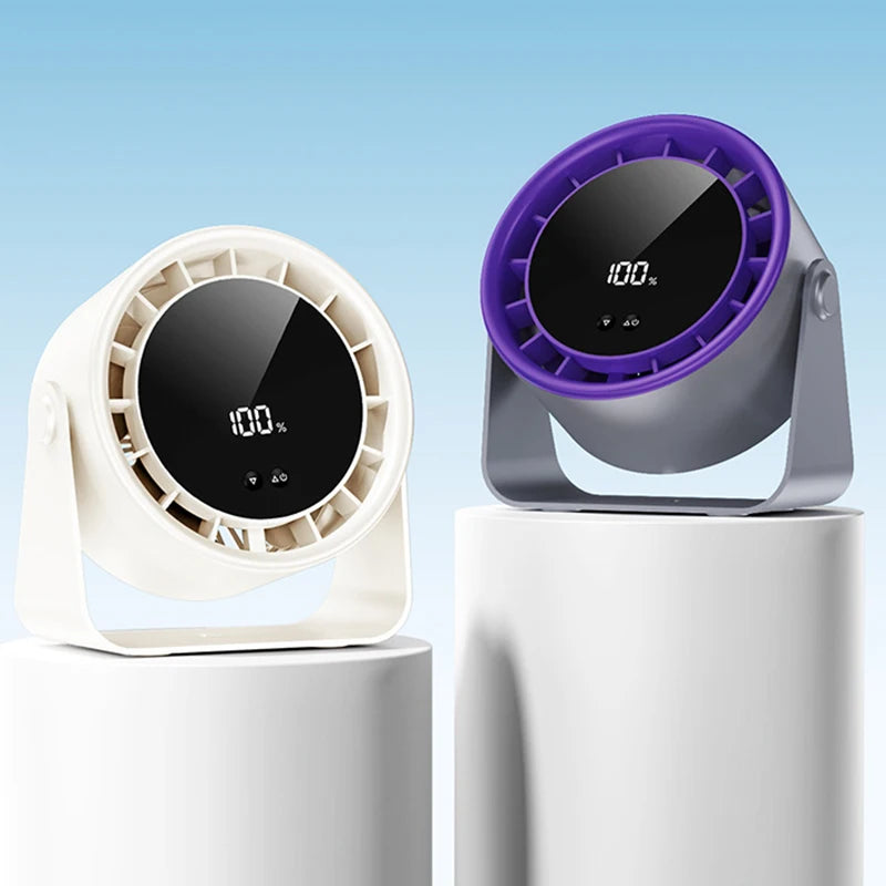 Mini Desktop Fan with Digital Display Adjustable 100 Speed Circulating Cold Fan Silent Portable Fans