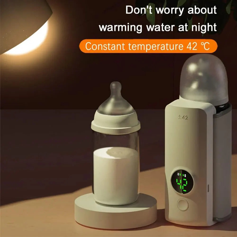 Cordless Portable Bottle Warmer USB Rechargeable Milk Warmer Insulated Bag w/ Temperature Control Baby Bottle Warmer for Travel