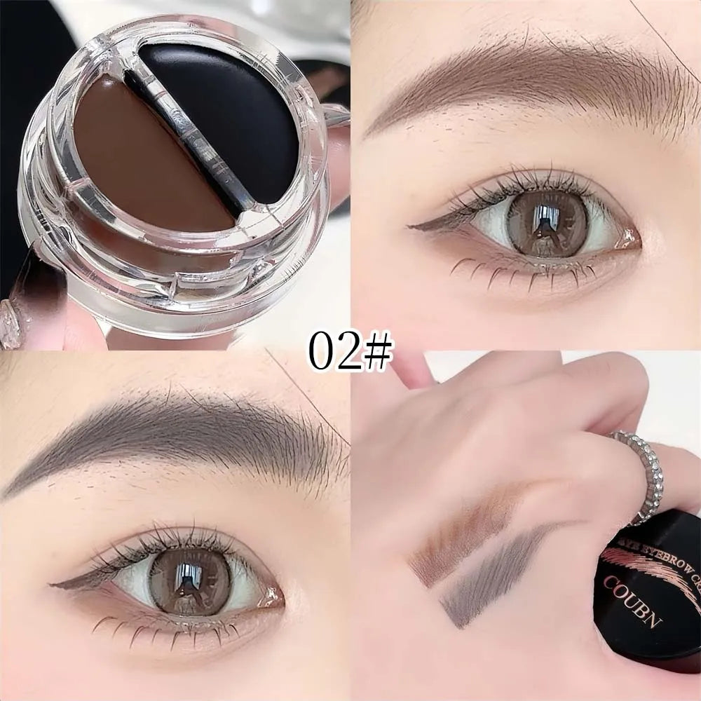 Two-Tone Matte Eyebrow Cream With Brush for Eyeliner & Eye Brow Waterproof Sweat Proof Wild Eyebrow Gel 3D Natural Tint Makeup