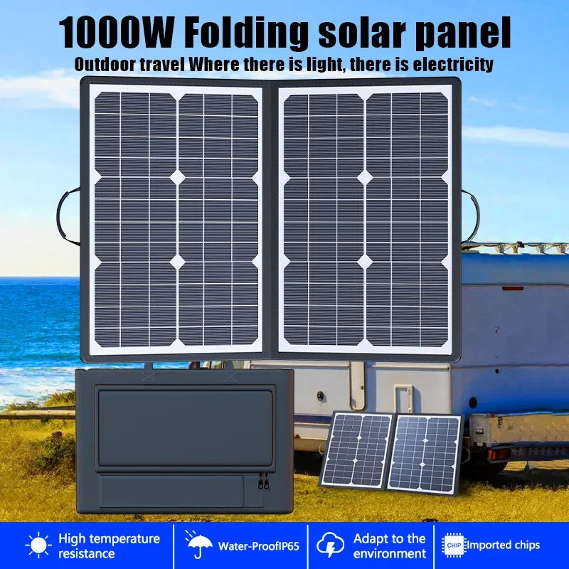 1000W Solar Panel Kit, Foldable Solar Panel,Foldable Solar Power Bank, Portable Charger, 18V Car Boat, Caravan, Camping