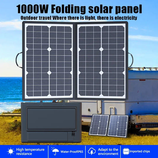 1000W Solar Panel Kit, Foldable Solar Panel,Foldable Solar Power Bank, Portable Charger, 18V Car Boat, Caravan, Camping
