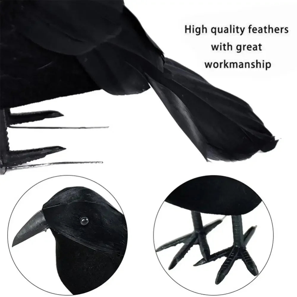 Realistic Black Crow Decoration – Outdoor Halloween Prop