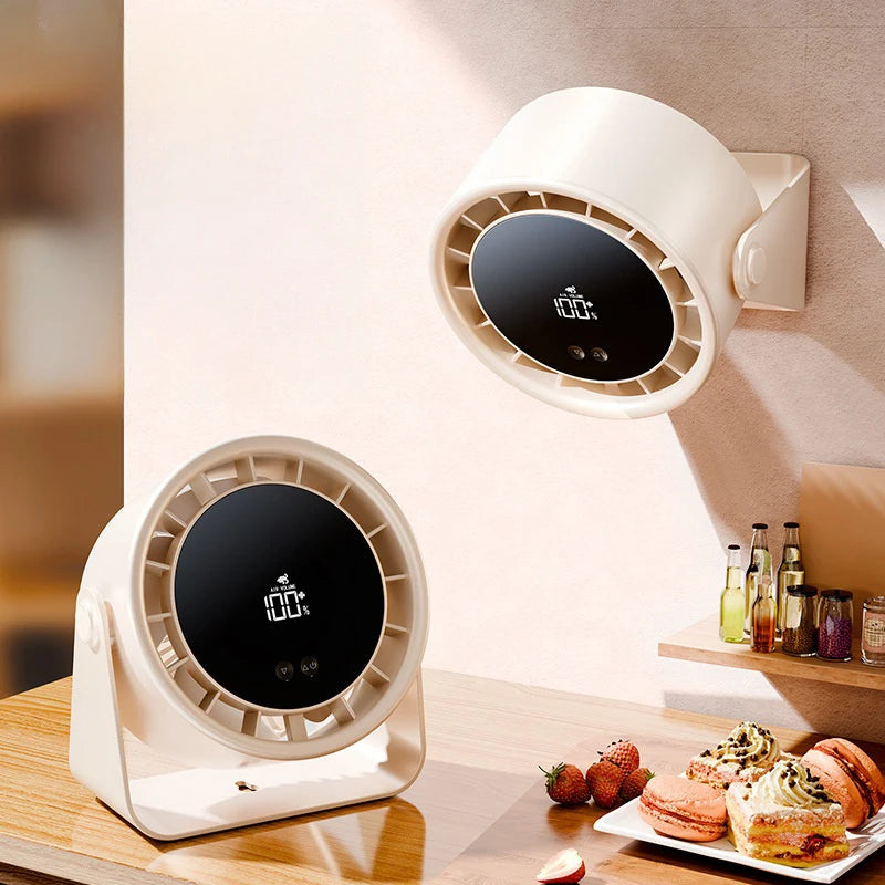 Mini Desktop Fan with Digital Display Adjustable 100 Speed Circulating Cold Fan Silent Portable Fans