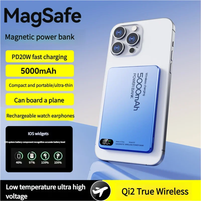 New 10000mAh Ultra-thin Magsafe Power Bank 22.5W Super Fast Charging Portable External Battery for IPhone 16 15 14 13 12 Huawei