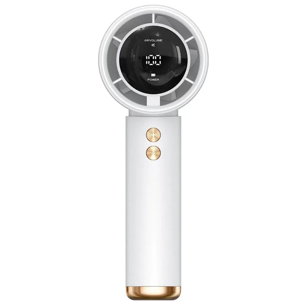 Mini Handheld Fan Mute LED Digital Display Fan Turbocharged Super Strong Wind Highspeed Fan For Travel Outdoor Activities