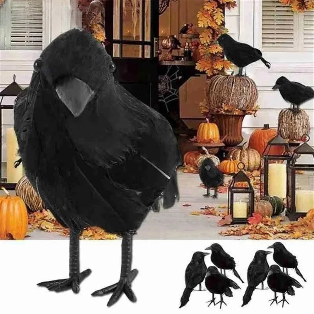 Realistic Black Crow Decoration – Outdoor Halloween Prop