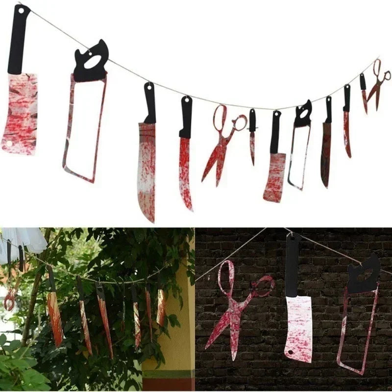 Bloody Weapons Garland Banner – Halloween Decor