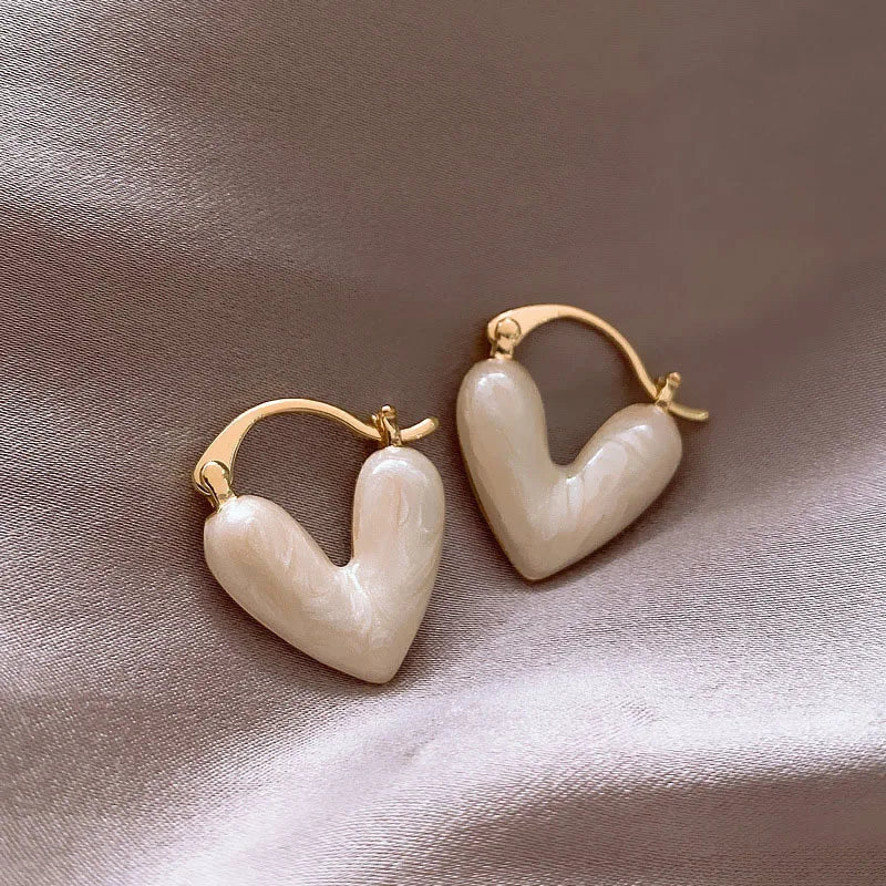 Kpop Heart Pendant Earrings for Women Korean Summer Trinket Jewelry Vacation Accessories Hip Hop French Enamel Earring