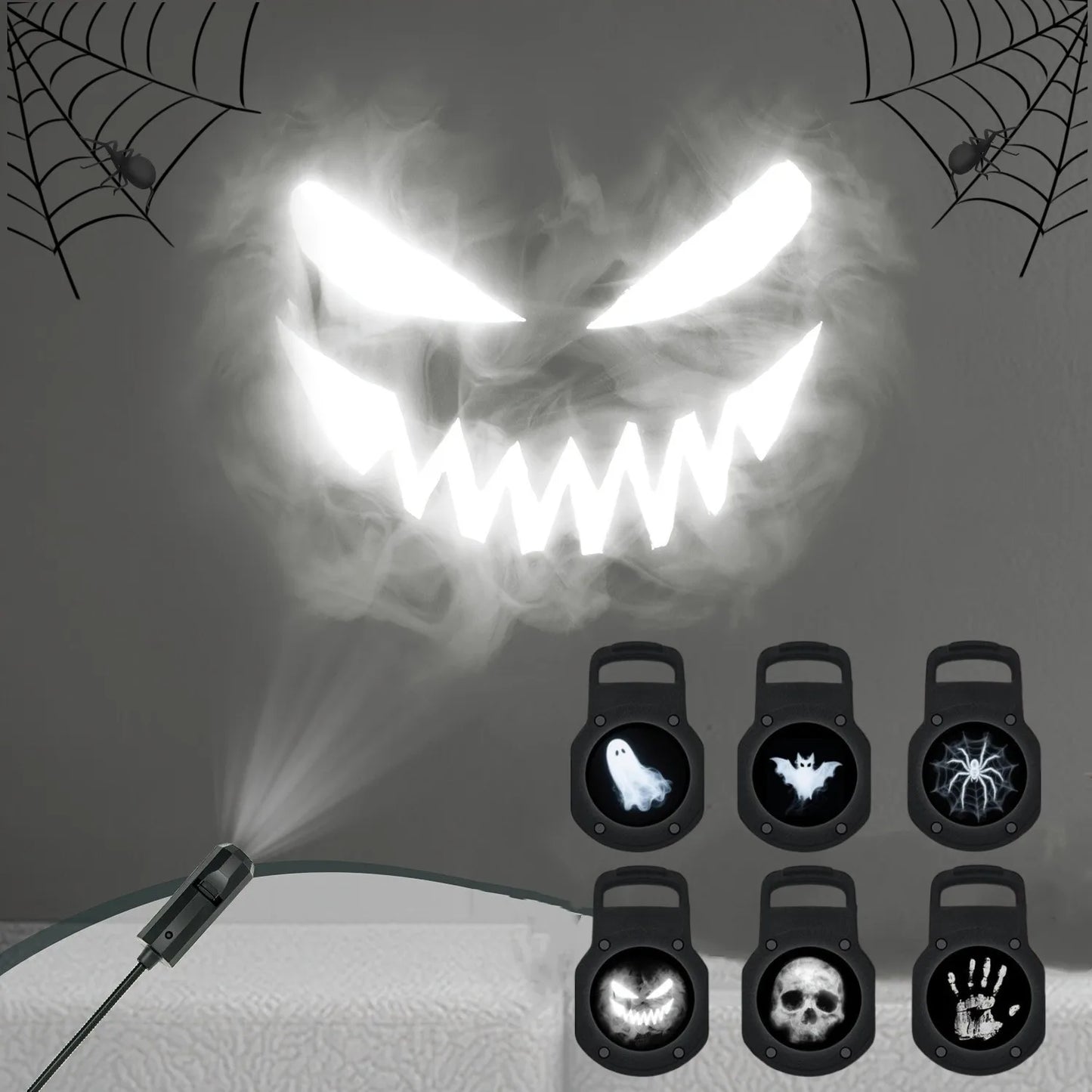 USB Projector Light Halloween Ghost Skull Night Light Switchable Pattern LED Projector Lamp for Room Ceiling Window Wall Decor