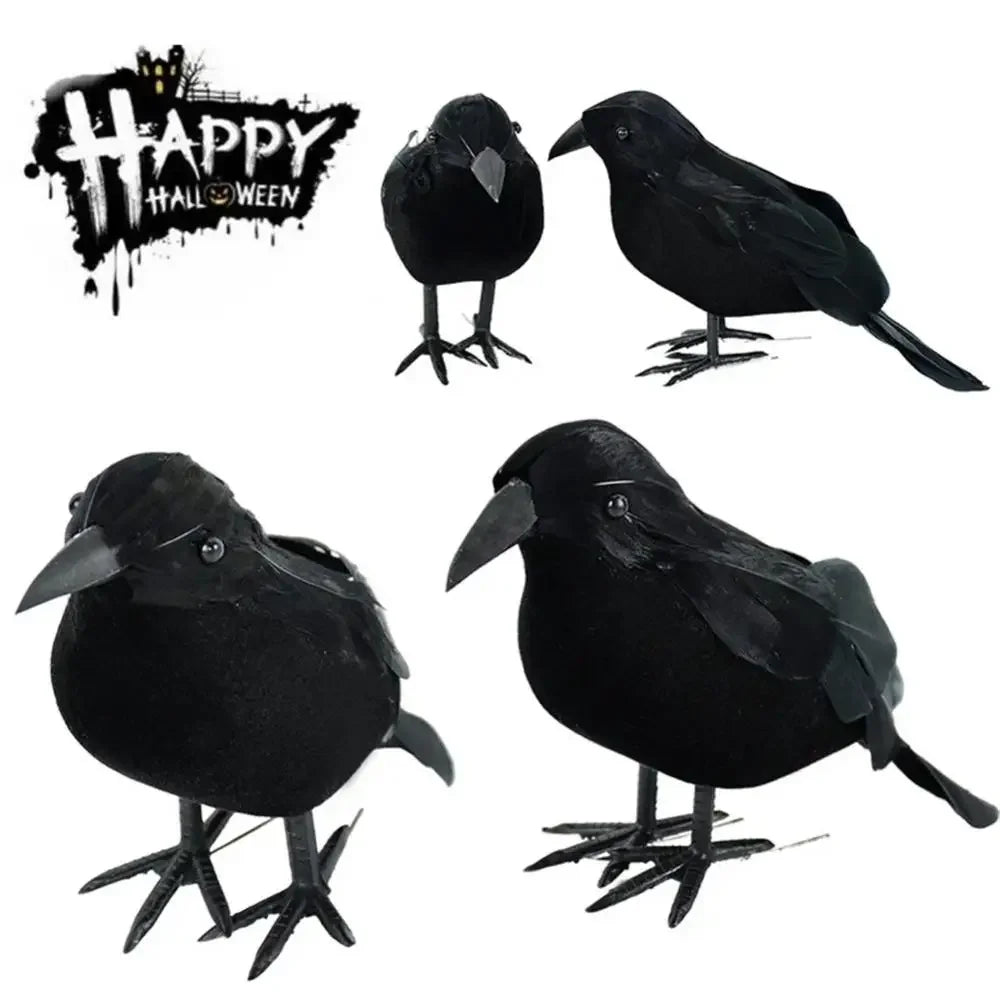 Realistic Black Crow Decoration – Outdoor Halloween Prop