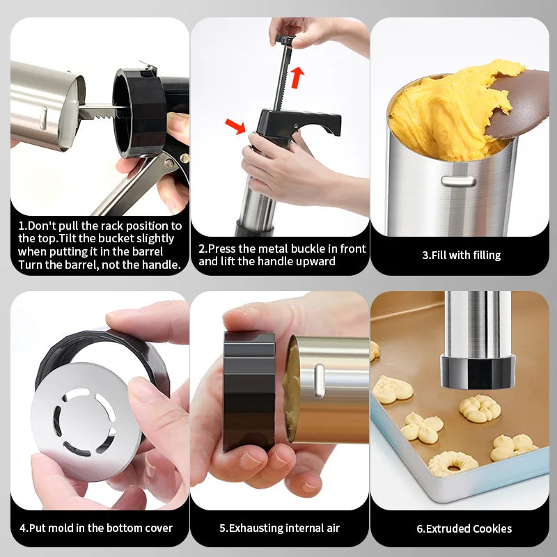 Cookie Press Maker Kit Set Gun Squeezing Biscuit Cream Machine Mounting Mouth Melting Baking Tool Mold Bakeware Accessories