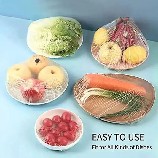 100pcs Disposable Fresh-keeping Film Cover Reusable Kitchen Household Food Grade Fresh-keeping Bowl Cover PE Fresh-keeping Film