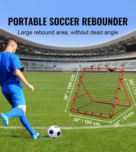Soccer Rebounder Rebound Net, 39 In. X 39 In., Portable Football Training Gift, Adjustable Angles, for All Ages