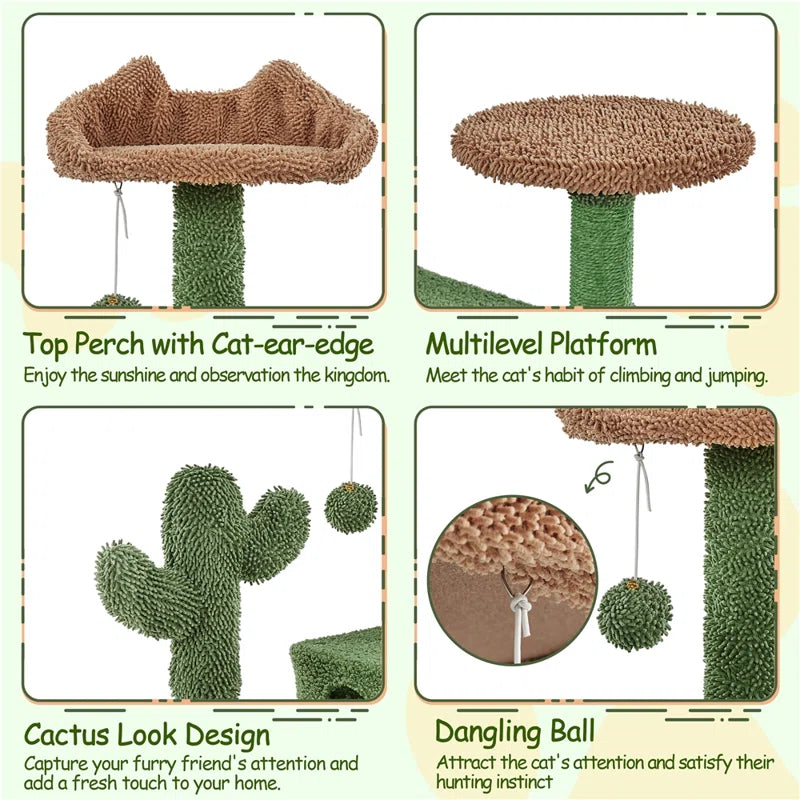 Cleobury 53'' Height Cat Cactus Tree Condo Kitten Tree Tower